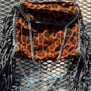 Leopard Fringe Tote